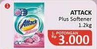 Promo Harga ATTACK Detergent Powder Plus Softener 1200 gr - Alfamidi