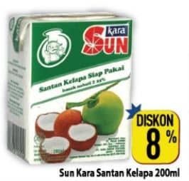 Promo Harga Sun Kara Santan Kelapa 200 ml - Hypermart