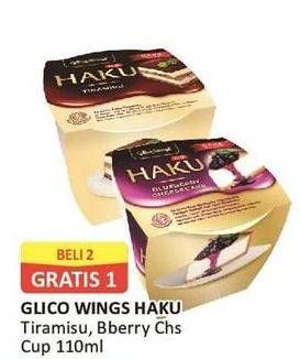 Promo Harga GLICO Haku Blueberry Cheesecake Cup, Tiramisu Cup 110 ml - Alfamart