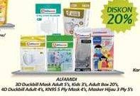 Promo Harga ALFAMIDI 3D Mask Adult 5s/Kids 3s/Adult Box 20s/4D Duckbill Adult 4s/KN95 5 Ply Mask 4s/Masker Hijau 3 Ply 5s  - Alfamidi