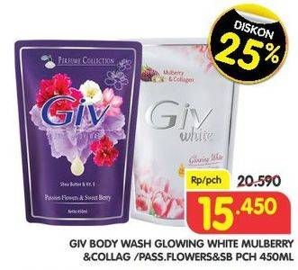 Promo Harga GIV Body Wash Glowing White Mulberry Collagen, Passion Flowers Sweet Berry 450 ml - Superindo
