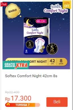 Promo Harga Softex Comfort Night  - Shopee