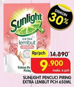 Promo Harga Sunlight Pencuci Piring Extra Lembut 650 ml - Superindo