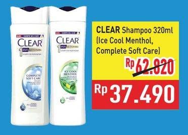 Promo Harga Clear Shampoo Ice Cool Menthol, Complete Soft Care 320 ml - Hypermart