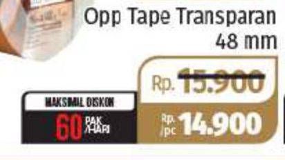 Promo Harga LOTTEMART OPP Tape Transparant, 48 Mm  - Lotte Grosir