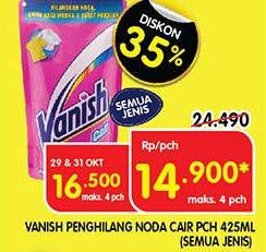 Promo Harga VANISH Penghilang Noda Cair Pink, Putih 425 ml - Superindo