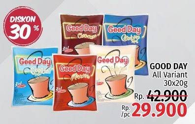 Promo Harga Good Day Instant Coffee 3 in 1 All Variants per 30 sachet 20 gr - LotteMart