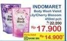 Promo Harga INDOMARET Body Wash Violet Lily, Cherry Blossom 450 ml - Indomaret