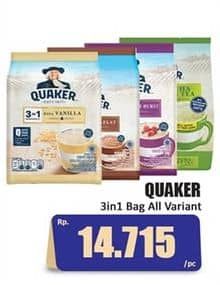 Promo Harga Quaker Oatmeal 3 In 1 Berry Burst, 3in1 Cokelat, 3 In 1 Matcha, 3 In 1 Mocha, 3in1 Vanilla per 8 pcs 28 gr - Hari Hari