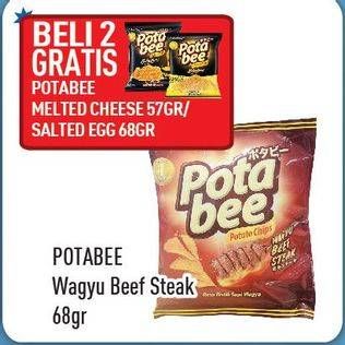 Promo Harga POTABEE Snack Potato Chips Wagyu Beef Steak per 2 pouch 68 gr - Hypermart