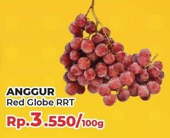 Promo Harga Anggur Red Globe RRT per 100 gr - Yogya