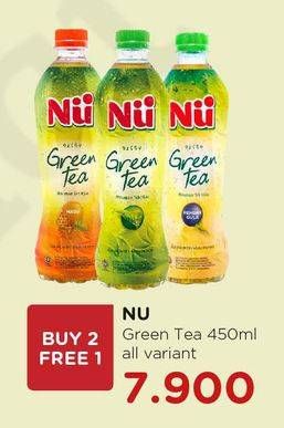 Promo Harga NU Green Tea Honey, Less Sugar, Original 450 ml - Watsons