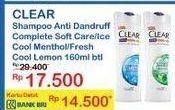 Promo Harga CLEAR Shampoo Complete Soft Care, Ice Cool Menthol 160 ml - Indomaret