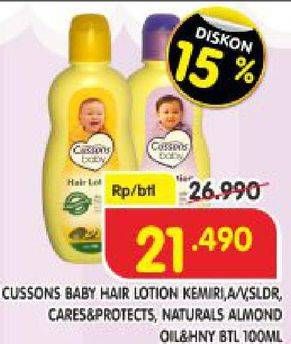Promo Harga CUSSONS BABY Hair Lotion Candle Nut Celery, Almond Oil Honey 100 ml - Superindo