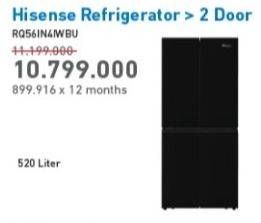 Promo Harga HISENSE RQ561N4IWBU/BL | Refrigerator 2 Door 520 L  - Electronic City