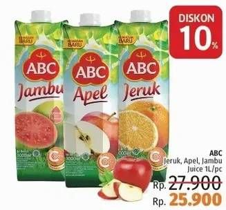 Promo Harga ABC Juice Orange, Apple, Guava 1 ltr - LotteMart