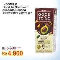 Promo Harga INDOMILK Good To Go Choco Avocado, Banana Strawberry 250 ml - Indomaret