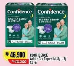 Promo Harga Confidence Adult Classic Night Ekstra Serap & Kering M8, L7, XL6 6 pcs - Alfamart