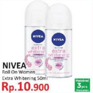 Promo Harga NIVEA Deo Roll On Extra Whitening 50 ml - Indomaret