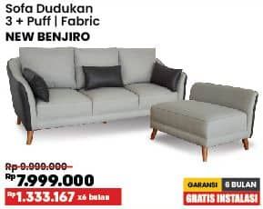 Promo Harga Courts New Benjiro Sofa Dudukan 3 + Puff | Fabric  - COURTS