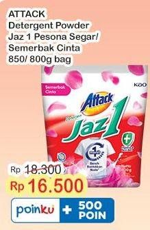 Promo Harga Attack Jaz1 Detergent Powder Pesona Segar, Semerbak Cinta 800 gr - Indomaret