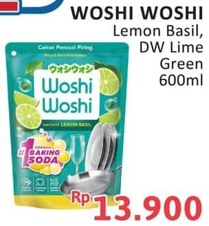 Promo Harga Woshi Woshi Dishwash  Lime Lemon Basil, Green Tea 600 ml - Alfamidi