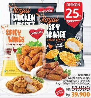 Promo Harga Belfoods Favorite Spicy Wings, Royal Drummies, Royal Crispy Karaage  - LotteMart