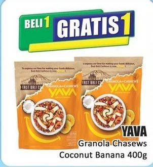 Promo Harga Yava Granola with Cashews Coconut Banana 400 gr - Hari Hari