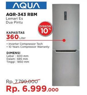 Promo Harga AQUA AQR-343RBM | Refrigerator Double Door 360ltr  - Courts