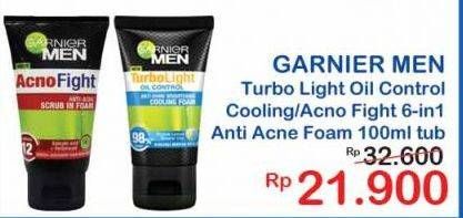 Promo Harga GARNIER MEN Facial Wash Turbolight Oil Foam, Cooling Foam, AcnoFight Foam 100 ml - Indomaret