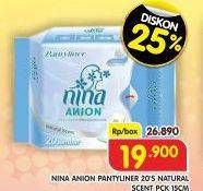 Promo Harga Bagus Nina Anion Pantyliner Natural Scent 15cm 20 pcs - Superindo