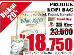 Promo Harga Luwak White Koffie per 20 sachet 20 gr - Giant