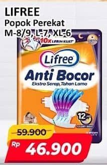 Promo Harga Lifree Popok Perekat Menyerap dan Kering M9, M8, L7, XL6 6 pcs - Alfamart