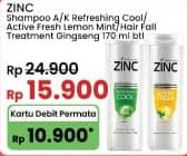 Promo Harga Zinc Shampoo Refreshing Cool, Active Fresh Lemon, Hair Fall Treatment 170 ml - Indomaret