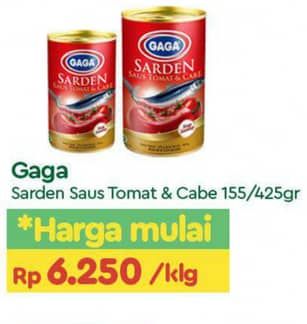 Promo Harga Gaga Sardines Sambal Balado, In Tomato Sauce Chilli/ Tomat Dan Cabe 155 gr - TIP TOP