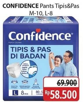 Promo Harga Confidence Adult Pants Tipis & Pas Di Badan M10, L8 8 pcs - Alfamidi