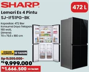 Promo Harga Sharp SJ-IF51PG-BK | Kulkas 427 L  - COURTS