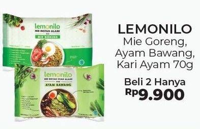 Promo Harga LEMONILO Mi Instan Ayam Bawang, Kari Ayam, Mi Goreng per 2 pcs 70 gr - Alfamart