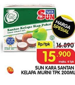 Promo Harga Sun Kara Santan Kelapa 200 ml - Superindo