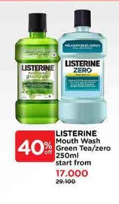 Promo Harga Listerine Mouthwash Antiseptic Natural Green Tea, Zero 250 ml - Watsons