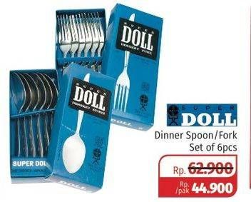 Promo Harga SUPER DOLL Dinner Spoon & Fork 6 pcs - Lotte Grosir