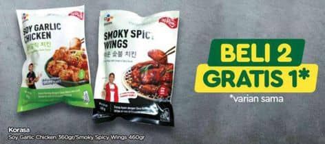 Promo Harga Korasa Chicken Soy Garlic Chicken, Smoky Spicy Wings 360 gr - TIP TOP