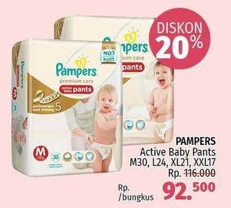 Promo Harga PAMPERS Premium Care Active Baby Pants M30, L24, XL21, XXL17  - LotteMart