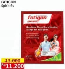 Promo Harga Fatigon Spirit Suplemen Penambah Tenaga 6 pcs - Alfamart