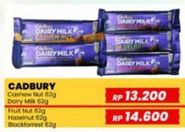 Promo Harga Cadbury Dairy Milk Cashew Nut, Original 62 gr - Yogya