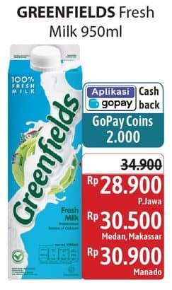 Promo Harga Greenfields Fresh Milk 1000 ml - Alfamidi