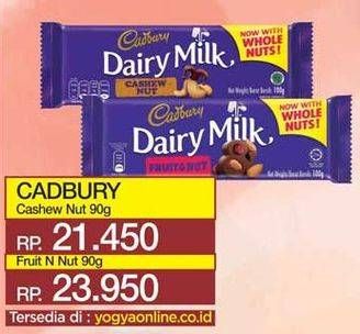 Promo Harga CADBURY Dairy Milk Cashew Nut 90 gr - Yogya