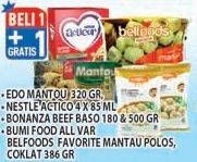 Promo Harga Edo Mantou/ Nestle Actico/ Bonanza Beef Bakso/ Bumi Food All Var/ Belfoods Favorite Mantau Polos, Coklat  - Hypermart