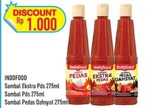 Promo Harga Indofood Sambal Ekstra Pedas, Pedas, Pedas Dahsyat 135 ml - Hypermart