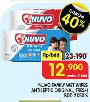 Promo Harga Nuvo Wet Wipes Antiseptic Fresh, Original 50 sheet - Superindo